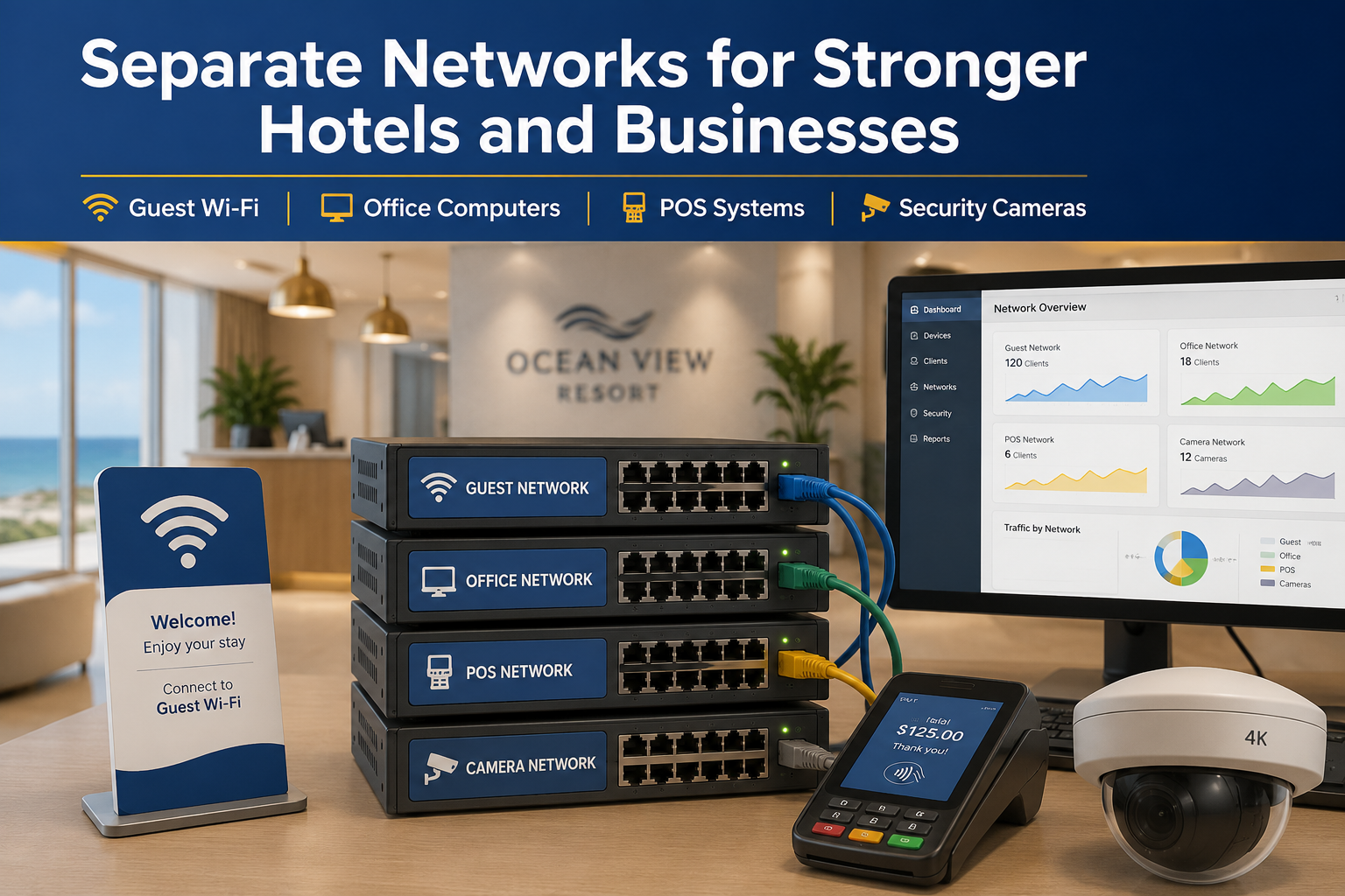 Should Hotel Guest Wi-Fi, POS Systems, Office Computers, and Cameras Be on Separate Networks?
