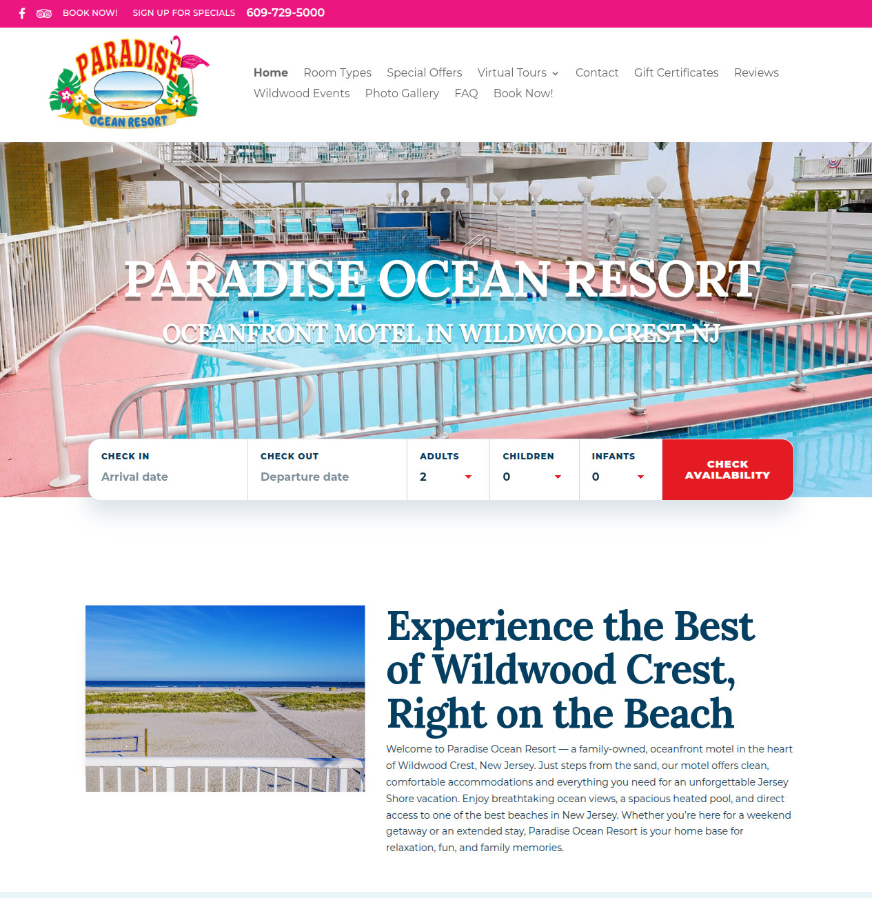Paradise Ocean Resort website project
