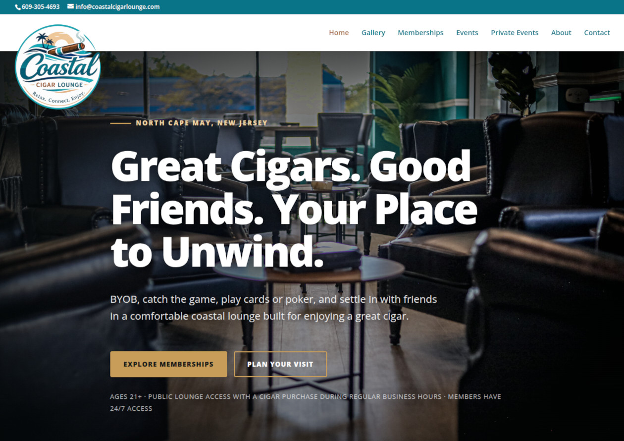 Coastal Cigar Lounge website project in North Cape May New Jersey